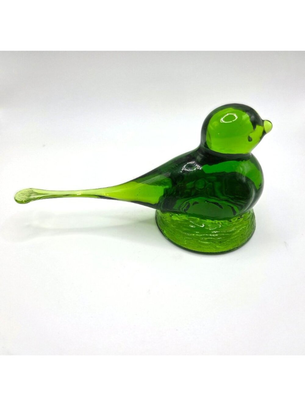 Kanawha Glass Green Bird on A Nest Figurine Candle Snuffer 5.5" Long MCM - Picture 8 of 10